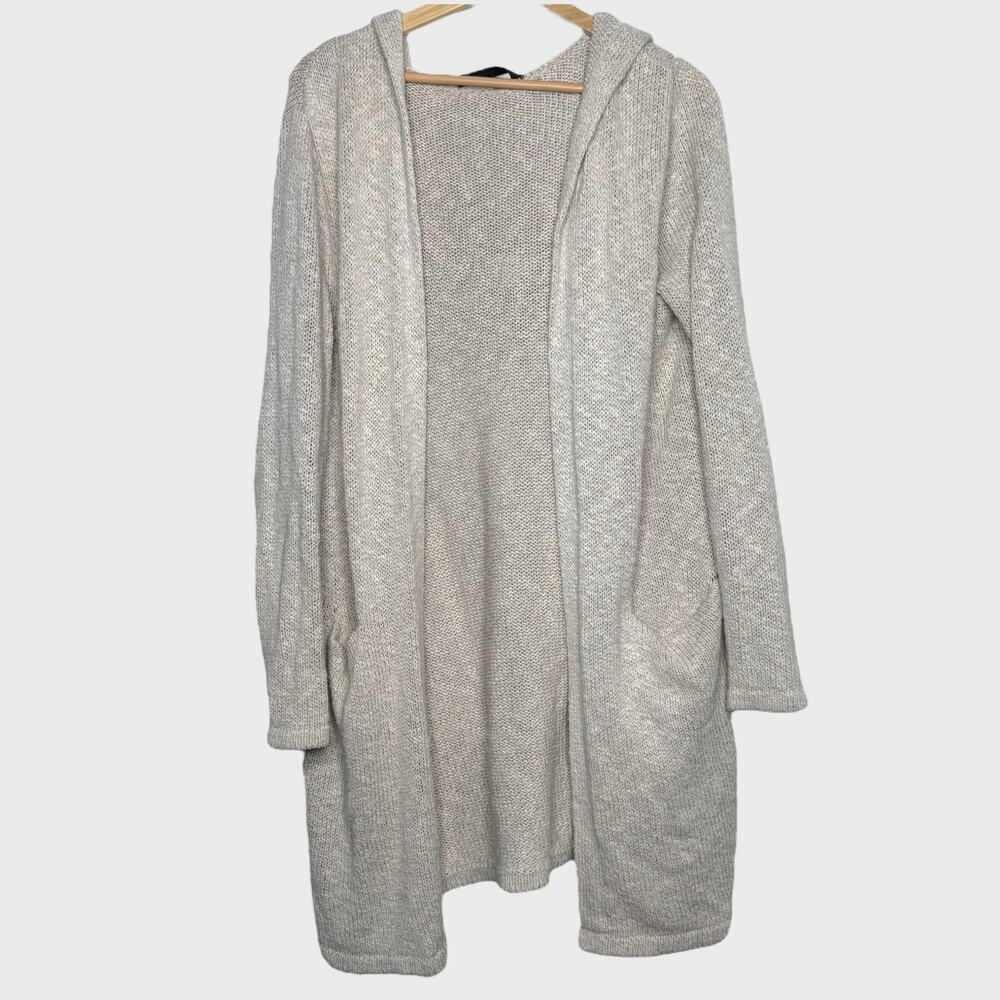 Jenni Kayne XS Oatmeal Cotton Linen Long Hooded Cardigan Cozy Everyday Luxe